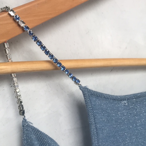 Sam Edelman Women's  Blue Heaven Shimmering Irina Cowlneck Top. Size M - Picture 5 of 7